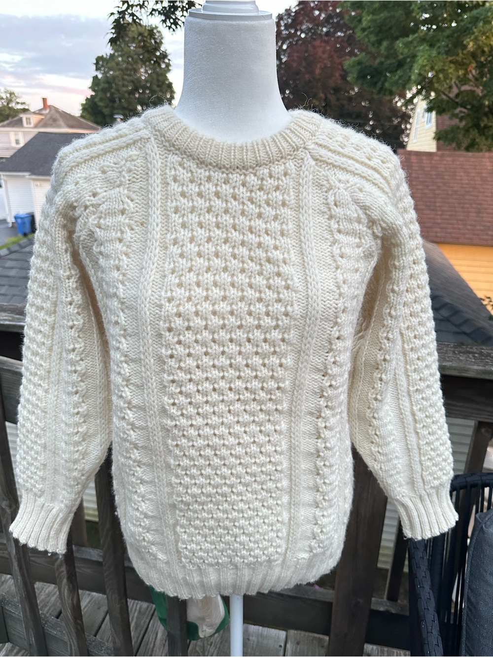 Vintage Rosmuc Knitwear Sweater Ireland Pure Wool Aran Cable Knit Fisherman M